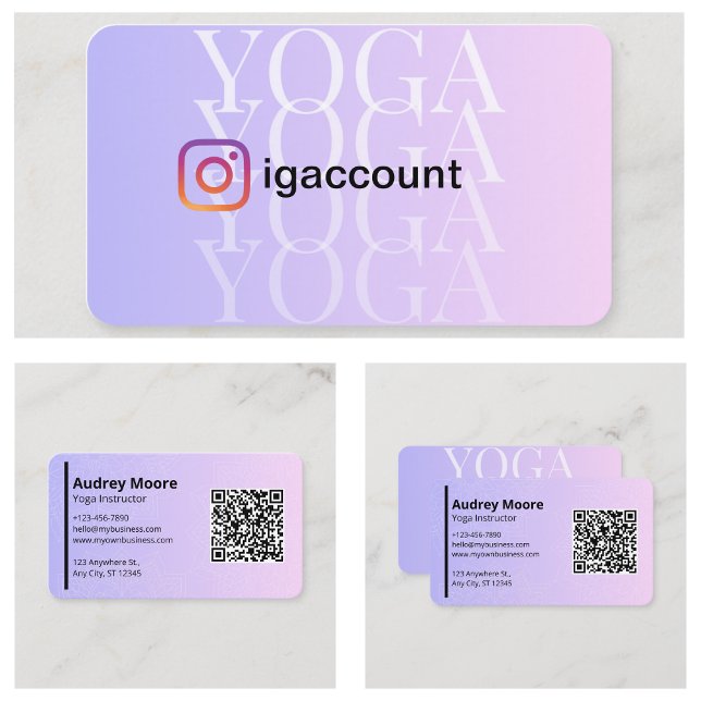 Cartão De Visita Instrutor de Yoga Código QR de Estúdio de Yoga (Yoga Instructor Yoga Studio QR code Business Card
)