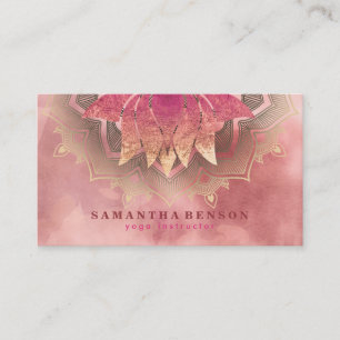 Cartão De Visita Instrutor de Yoga com Logo de Mandala de Flor de L
