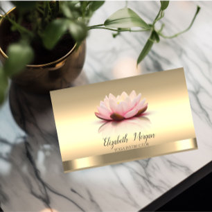 Cartão De Visita Instrutor de Yoga da Flor de Lótus Dourada