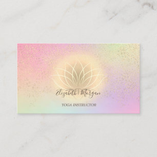 Cartão De Visita Instrutor de Yoga de Confete de Lótus Dourado Holo