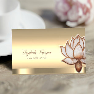 Cartão De Visita Instrutor de Yoga de Flor de Lótus Marrom Chic