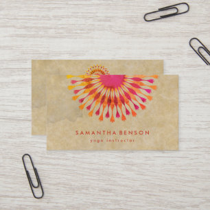 Cartão De Visita Instrutor de Yoga de Mármore Branco Flor de Lótus