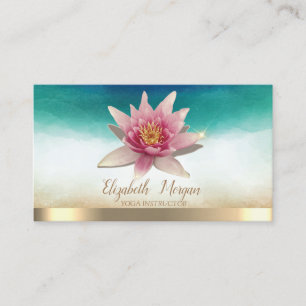 Cartão De Visita Instrutor de Yoga Elegante Aquarela Lótus