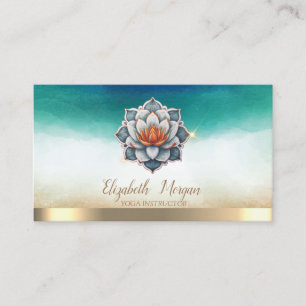 Cartão De Visita Instrutor de Yoga Elegante Blue Lotus Aquarela