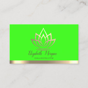 Cartão De Visita Instrutor de Yoga Flor de Lótus Dourado Chic em Ne