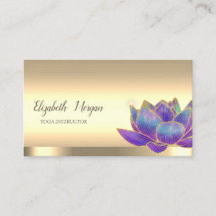 Cartão De Visita Instrutor de Yoga Flor de Lótus Violeta Brilho Chi