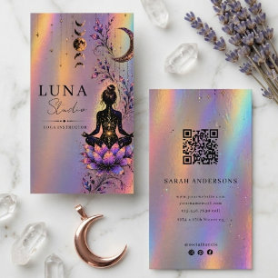 Cartão De Visita Instrutor de Yoga Holográfico Luxo