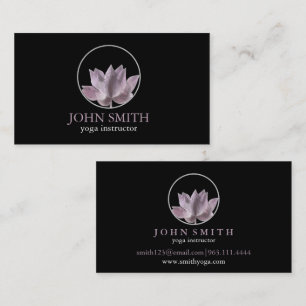 Cartão De Visita Instrutor de Yoga Lotus em Ouro Branco Minimalista