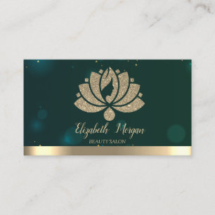 Cartão De Visita Instrutor de Yoga Verde, Salão de Beleza Lótus