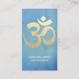 Cartão De Visita Instrutor Dourado da ioga do símbolo da meditaç