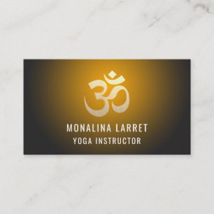 Cartão De Visita Instrutor Dourado da ioga do símbolo da meditaç