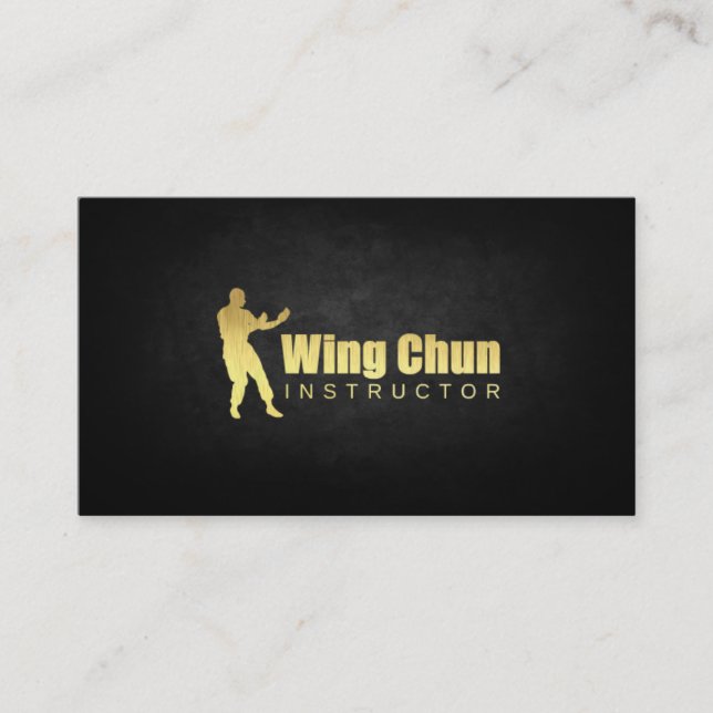 Cartão De Visita Instrutor Dourado Plated Wing Chun (Frente)