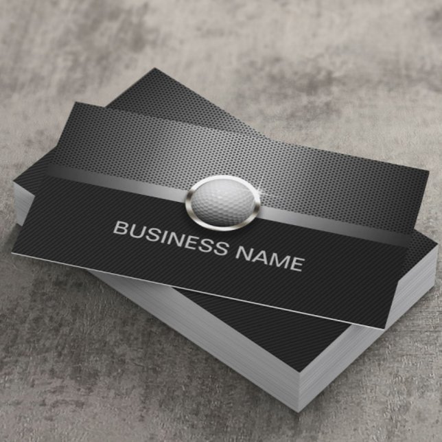Cartão De Visita Instrutor Golf Modern Metal Professional (Criador carregado)