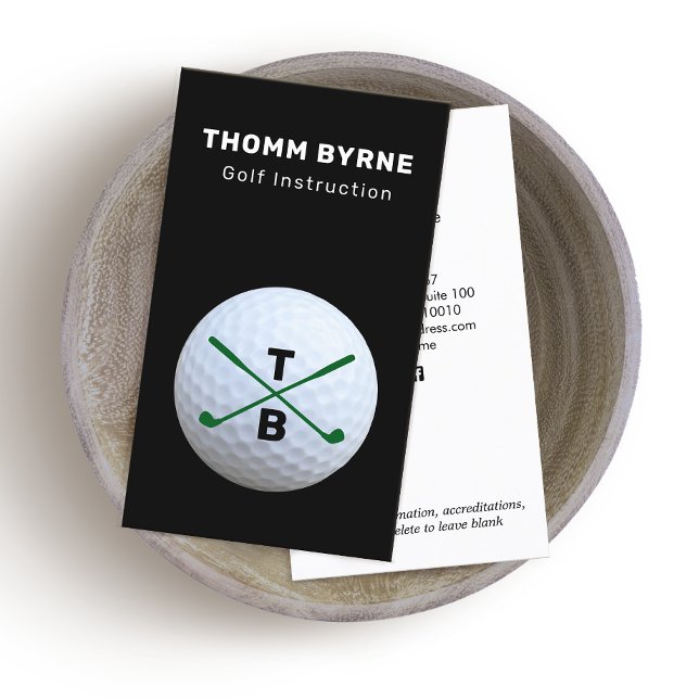 Cartão De Visita Instrutor Golf Monogramed Ball Business Car (Criador carregado)