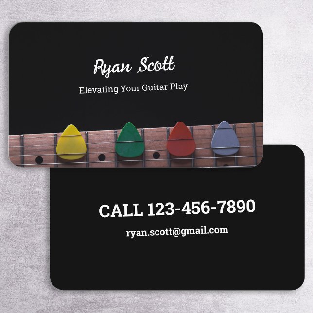 Cartão De Visita Instrutor Guitarrista Guitar Pick (Guitar Pick Guitarist Instructor Business Cards)