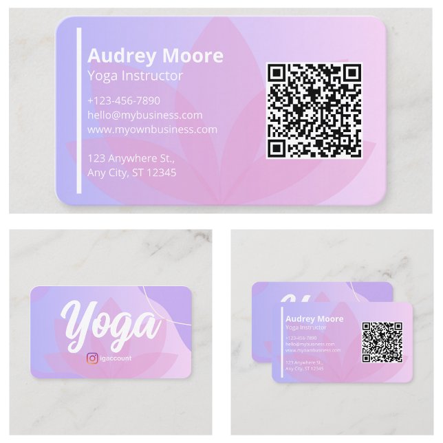 Cartão De Visita Instrutor Holístico de Yoga de Saúde (Holistic Health Yoga Instructor Business Card
)