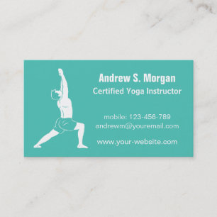 Cartão De Visita Instrutor Masculino Relaxando Yoga Verde
