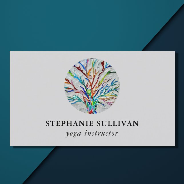 Cartão De Visita Instrutor na moda Tree of Life Yoga (Criador carregado)
