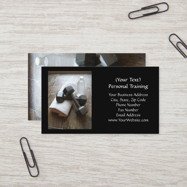Cartão De Visita Instrutor ou toalha & água pessoal de Dumbells da (Frente/Verso In Situ)