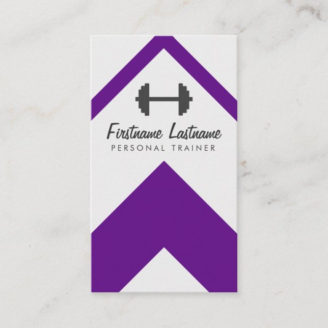 Cartão De Visita Instrutor pessoal roxo corajoso & malhação (Frente)