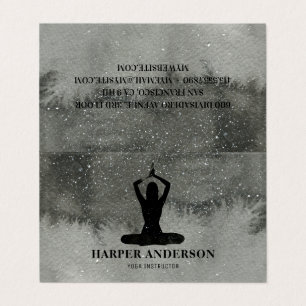 Cartão De Visita Instrutor Professional Watercolor Black Yoga