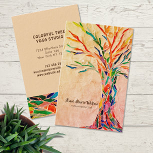 Cartão De Visita Instrutor Rainbow Tree Yoga Beige