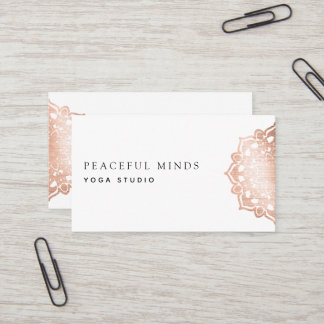 Cartão De Visita Instrutor rosa Gold Foil Mandala Yoga