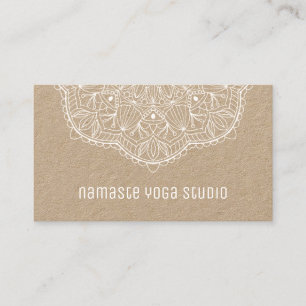 Cartão De Visita Instrutor Rustic White Mandala Yoga Studio 