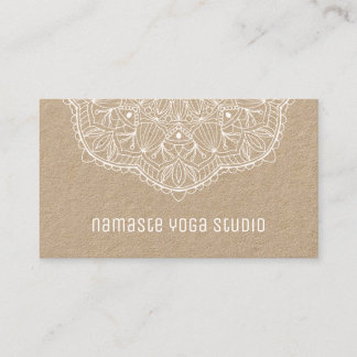 Cartão De Visita Instrutor Rustic White Mandala Yoga Studio 