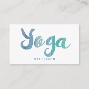 Cartão De Visita Instrutor Trendy Modern Blue Yoga