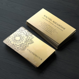 Cartão De Visita Instrutor YOGA Black Dourado Floral Mandala