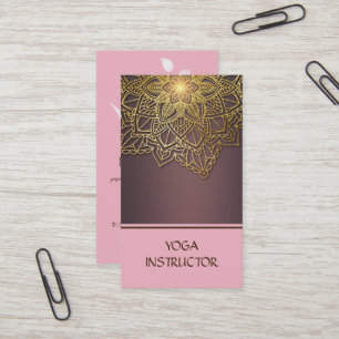 Cartão De Visita Instrutor Yoga BlackWhite Floral Mandala