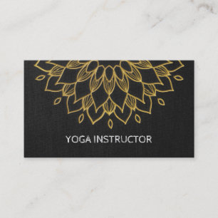 Cartão De Visita Instrutor YOGA Bordado Chic Dourado Preto