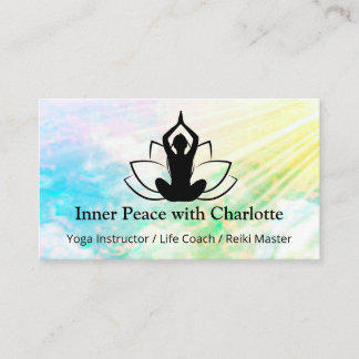 Cartão De Visita Instrutor Yoga Lotus Reiki Life Coach Watercolor