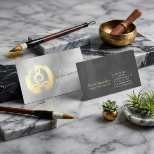 Cartão De Visita Instrutor Yoga Meditação Dourada Prateada ZEN OM