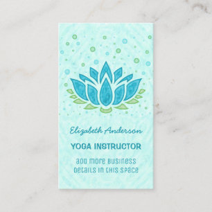 Cartão De Visita Instrutor Yoga Meditação Zen Azul Lotus Flower