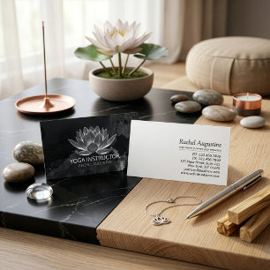 Cartão De Visita Instrutor YOGA Meditation Reiki Black White Lotus