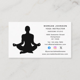 Cartão De Visita Instrutor Yoga Saúde E Bem-Estar Mídia Social