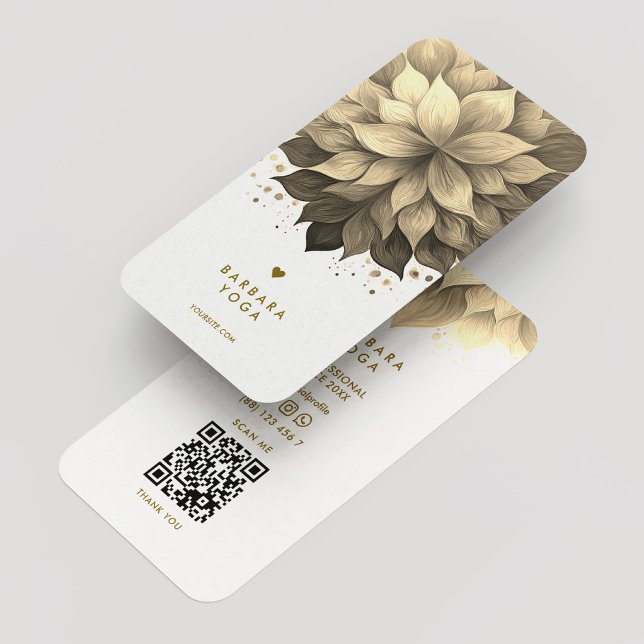 Cartão De Visita Instrutor Yoga Wellness Spa Elegante White Lotus (Yoga Instructor Wellness Spa Elegant White Lotus Business Card
)