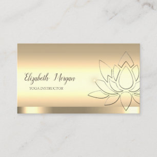 Cartão De Visita Instrutora de Yoga Flor de Lótus Chic Dourado