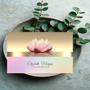 Cartão De Visita Instrutora de Yoga Flor de Lótus Dourada Moderna E