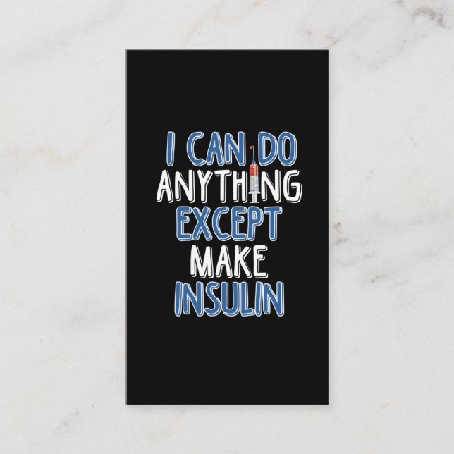 Cartão De Visita Insulina Engraçada Piada Diabetes Sensibilização (Frente)