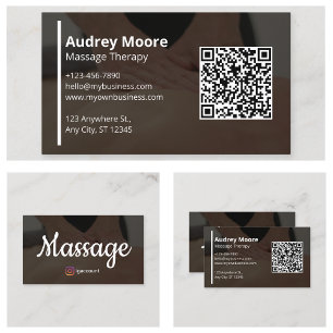 Cartão De Visita Integração de Código QR para Terapia de Massagem