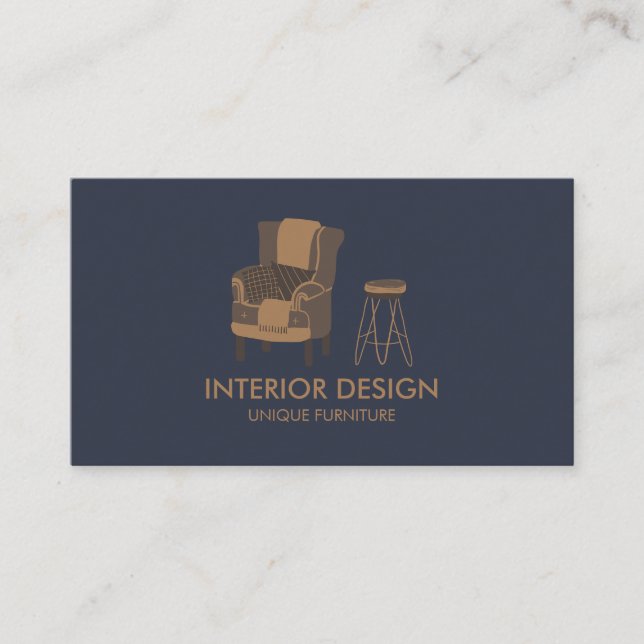 Cartão De Visita Interior Design Sofa Table Pillow navy (Frente)