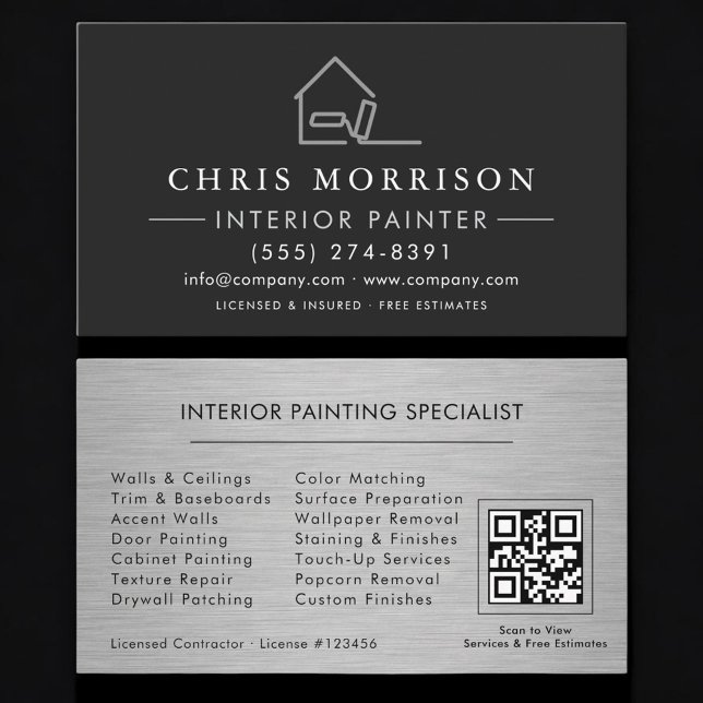Cartão De Visita Interior Painting QR Code Professional (Criador carregado)