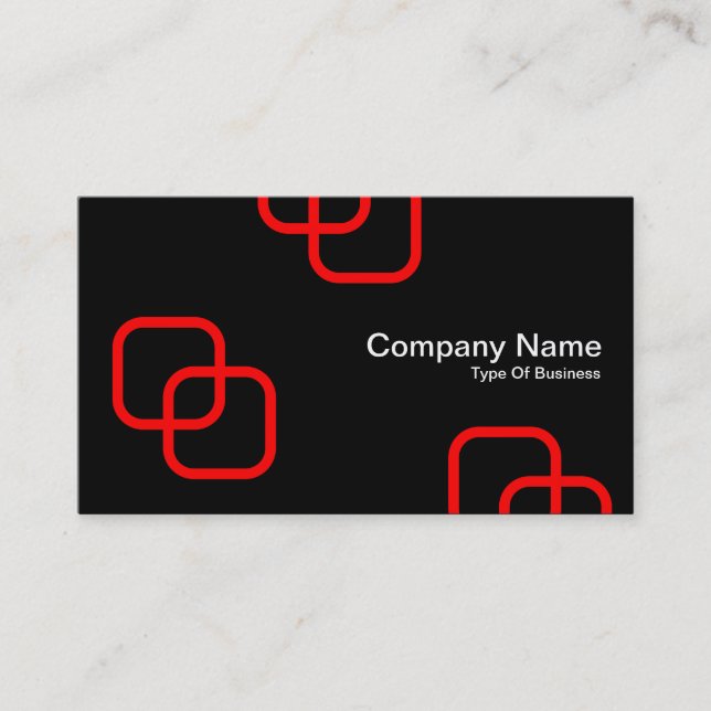 Cartão De Visita Interlocando quadrados - Vermelho em preto (Frente)