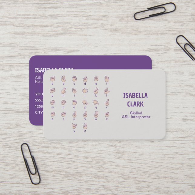 Cartão De Visita Intérprete ASL (Frente/Verso In Situ)