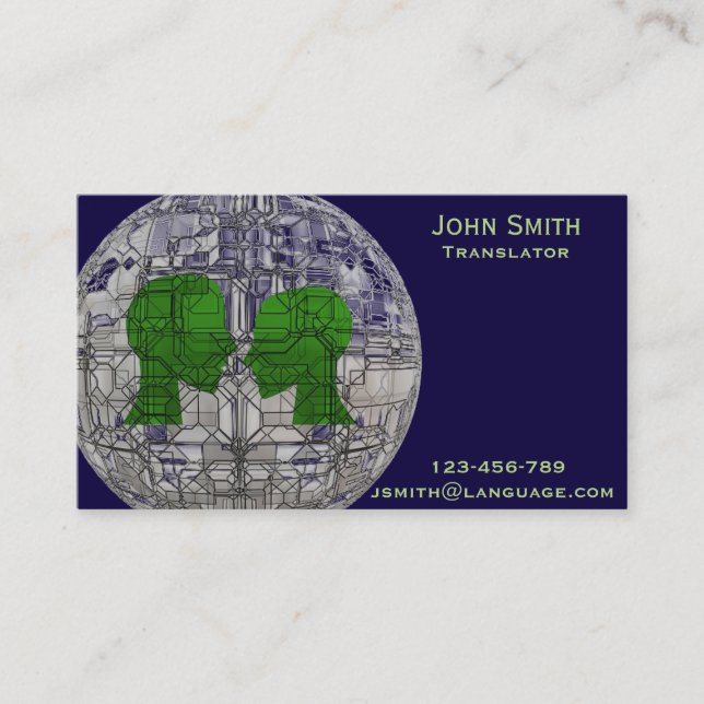 Cartão De Visita Intérprete Freelance da língua do tradutor (Frente)
