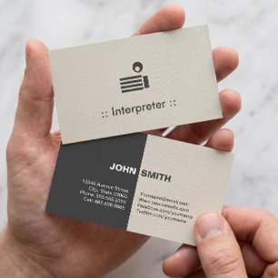 Cartão De Visita Intérprete Simples Elegante Profissional