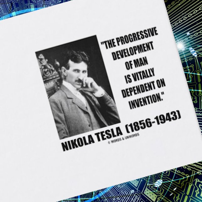 Cartão De Visita Invenção progressiva do homem do desenvolvimento (Business card for any electrical engineer, technologist, or inventor featuring Nikola Tesla quote)